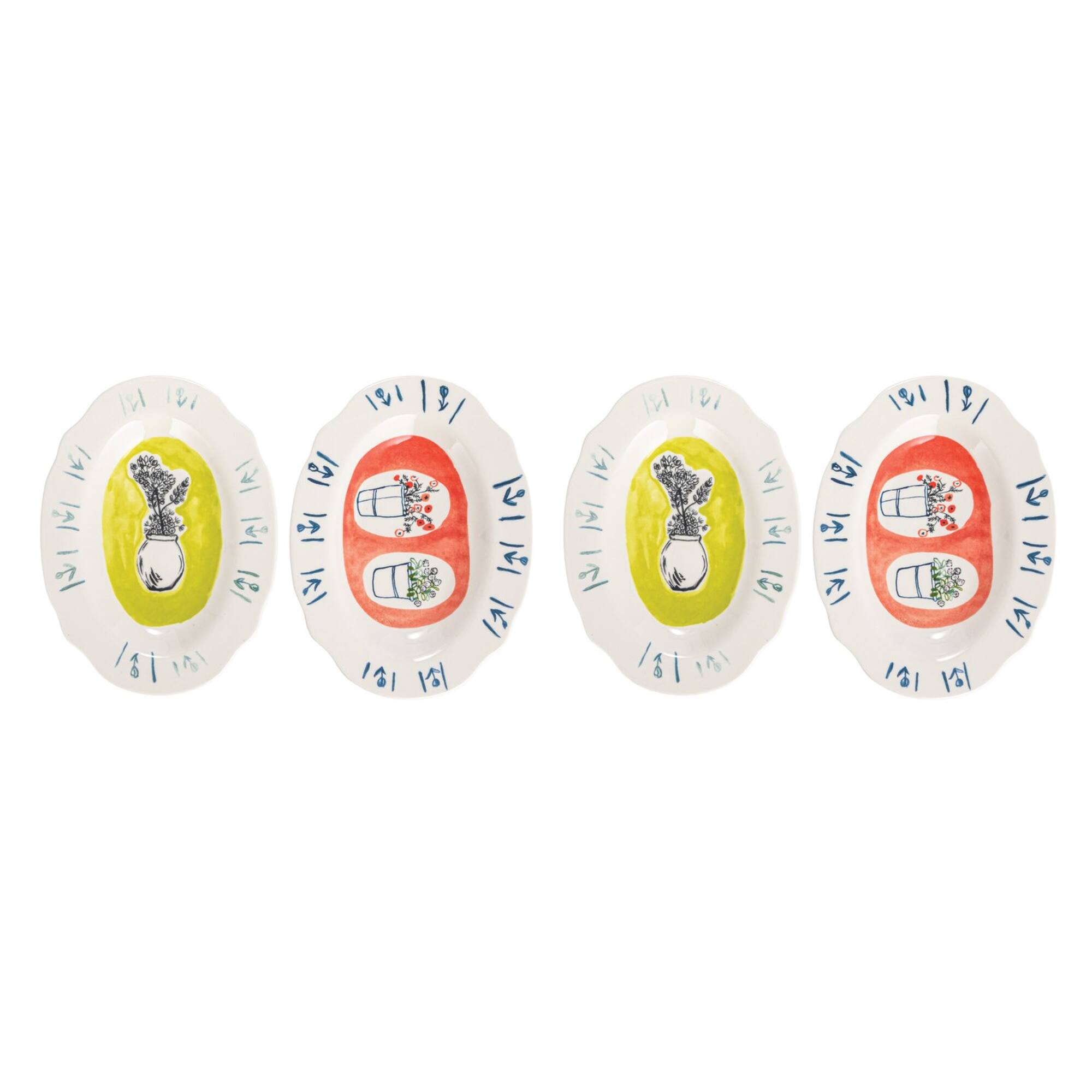 Hello Honey® 8" Flower Styles Stoneware Platter Set